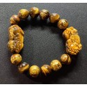 NEW: Tiger's Eye Golden Mantra with Double Pi Yao Gemstones Bracelet