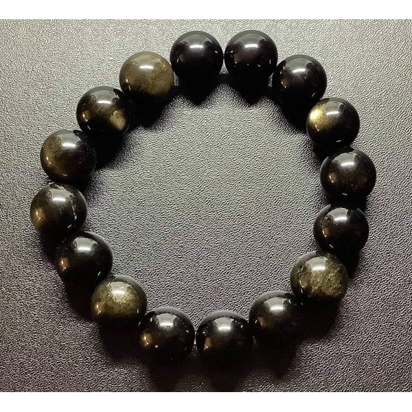 NEW: Black Golden Obsidian Gemstone Bracelet