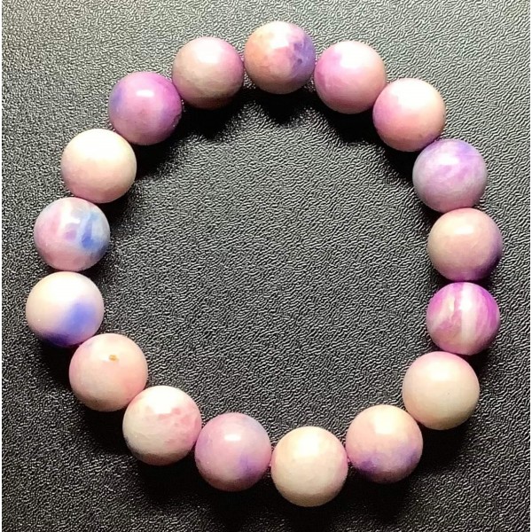 NEW: Three Color Agate Gemstone (Pink, Blue, White) Bracelet 