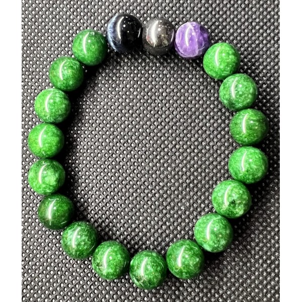 NEW: Jade with Tiger's Eye, Hematite and Amethyst Gemstones Bracelet