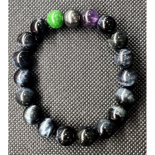 NEW: Tiger's Eye with Jade, Hematite and Amethyst Gemstones Bracelet