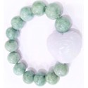 Imperial Jade Gemstone with Burmese Jade Heart Stone Bracelet