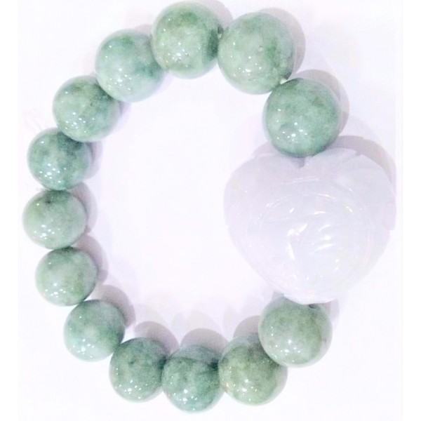 Imperial Jade Gemstone with Burmese Jade Heart Stone Bracelet