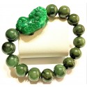 Imperial Jade Gemstone with Imperial Jade Wealth Pi Yao Stone Charm Bracelet