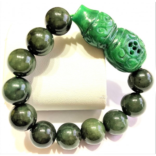 Imperial Jade Gemstone with Jade Wu Lou Charm Bracelet