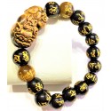 Black and Brown Mantra Gemstones with Tiger's Eye Stone Wealth Pi Yao Charm  Bracelet